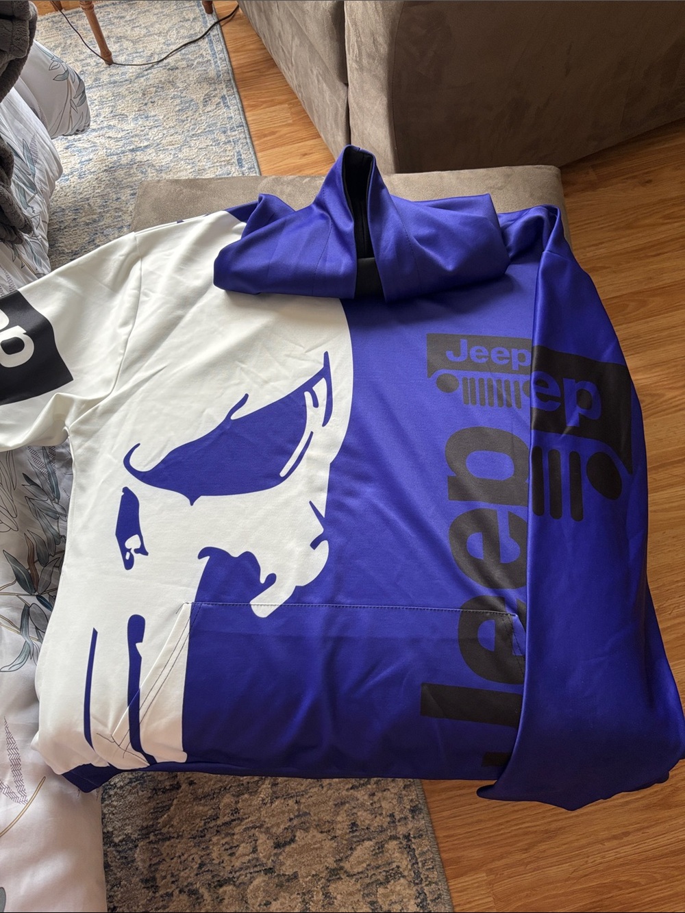 Jeep White and Royal Blue Graphic Hoodie